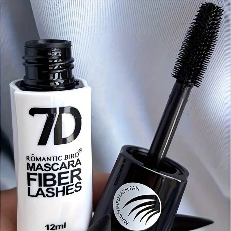 7D Fiber Mascara Ultra Lengthening & Thickening Mascara Brush False Eyelash Effect Waterproof Mascara Black Fiber Mascara