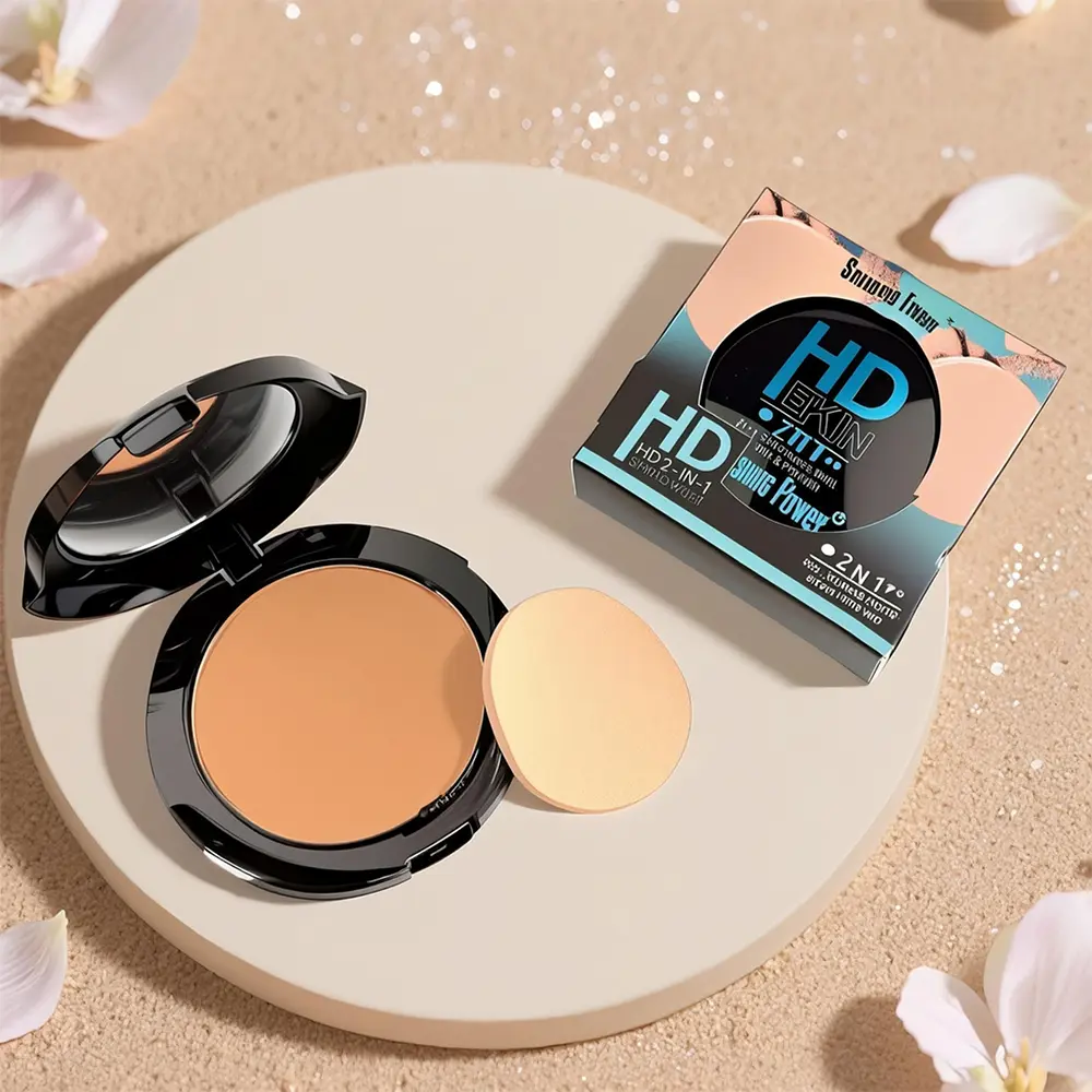 3 Colors 2 IN 1 Double Layer Powder Concealer Full Coverage Long Lasting Oil Control Waterproof Makeup with Puff for Daily Use