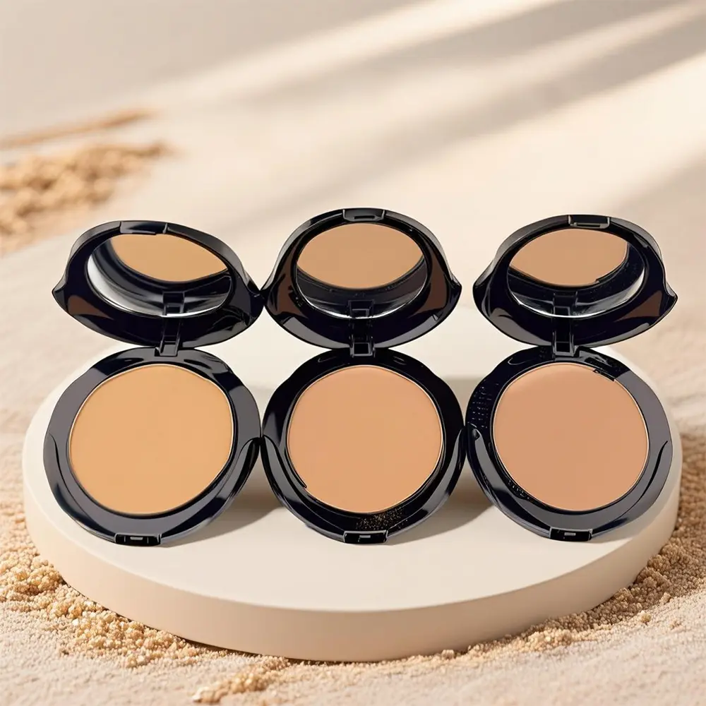 3 Colors 2 IN 1 Double Layer Powder Concealer Full Coverage Long Lasting Oil Control Waterproof Makeup with Puff for Daily Use