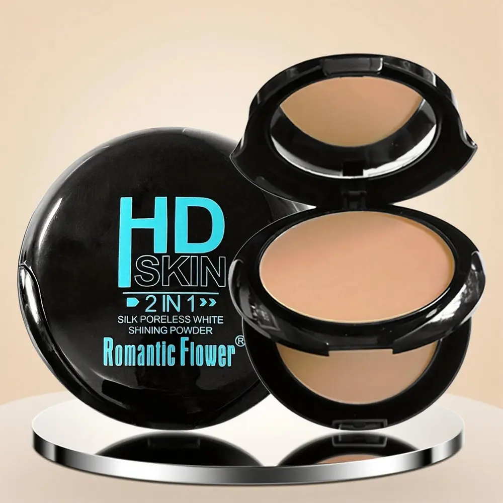 3 Colors 2 IN 1 Double Layer Powder Concealer Full Coverage Long Lasting Oil Control Waterproof Makeup with Puff for Daily Use