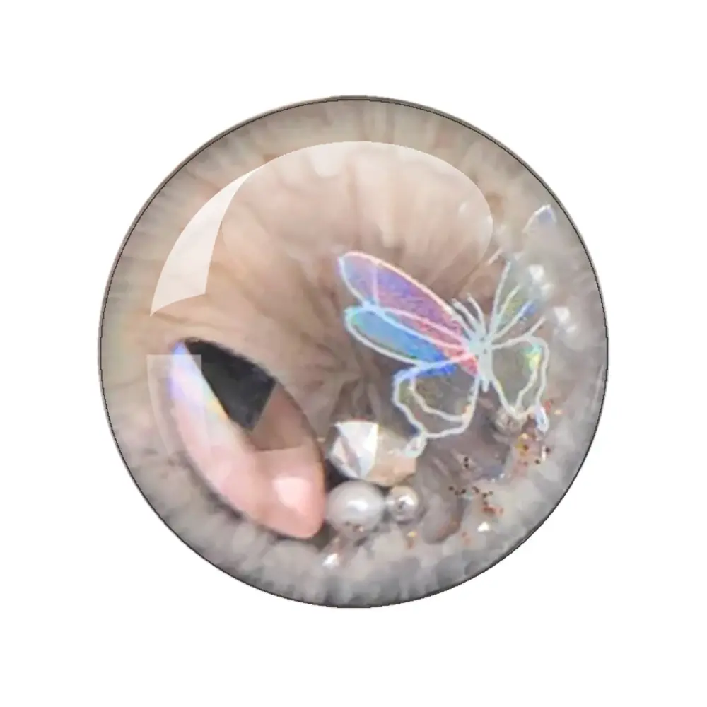 14mm Cute Pattern Eyes Chips Suitable Blythe Eyes Doll Super Thin Pupil Glass Cabochons Accessories Items Wholesale 12pcs/Bag
