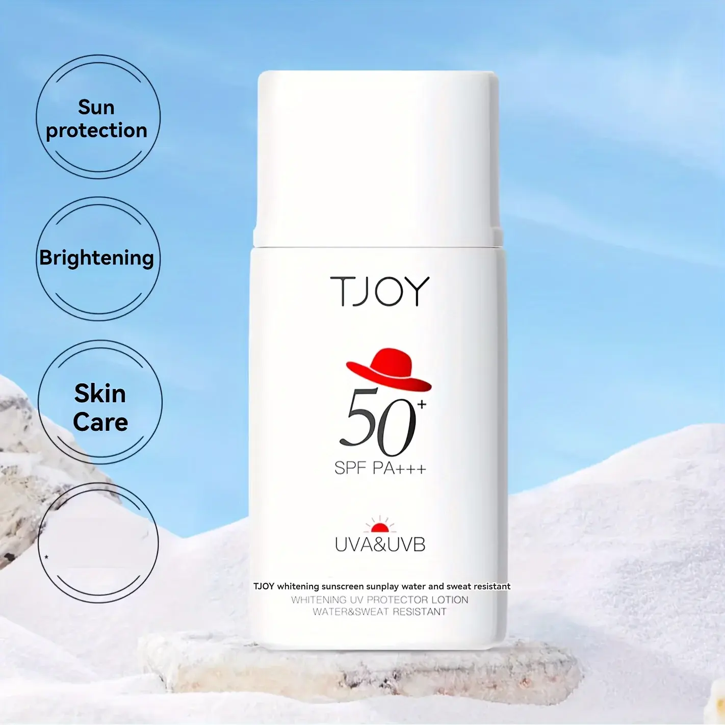 50g Face Primer Waterproof SPF50+ PA+++ Whitening Sunscreen Fluid Tone up Brightener Sweatproof Protection for Clear Skin
