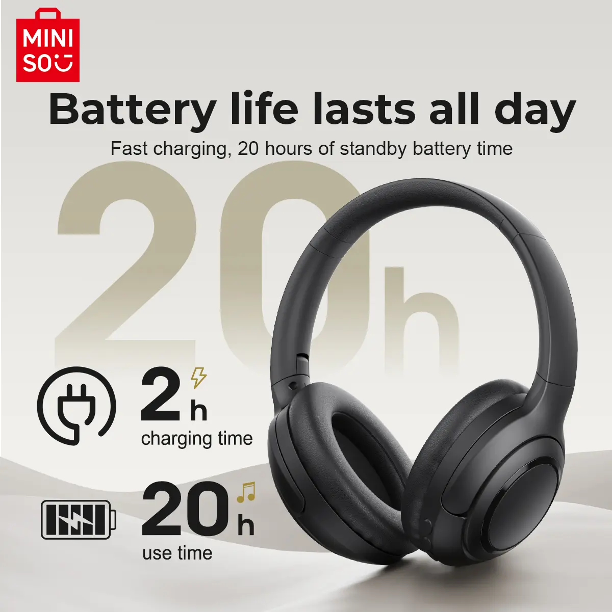 MINISO G50 Bluetooth Headset 5.4 Sports Headset With Mic Button Control Noise Cancelling Foldable Ear Hanging Headphones