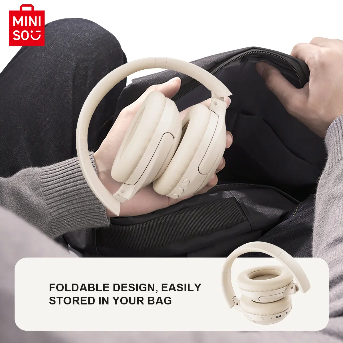 MINISO G50 Bluetooth Headset 5.4 Sports Headset With Mic Button Control Noise Cancelling Foldable Ear Hanging Headphones