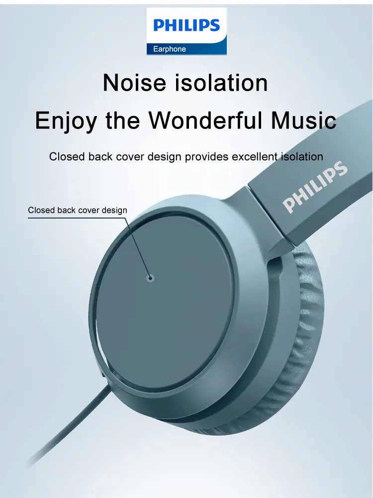 Original Philips TAH4105 Wired Headphones Mobile Phone Computer Wire Control Game Earphones with Dual HD Microphone Call Headset