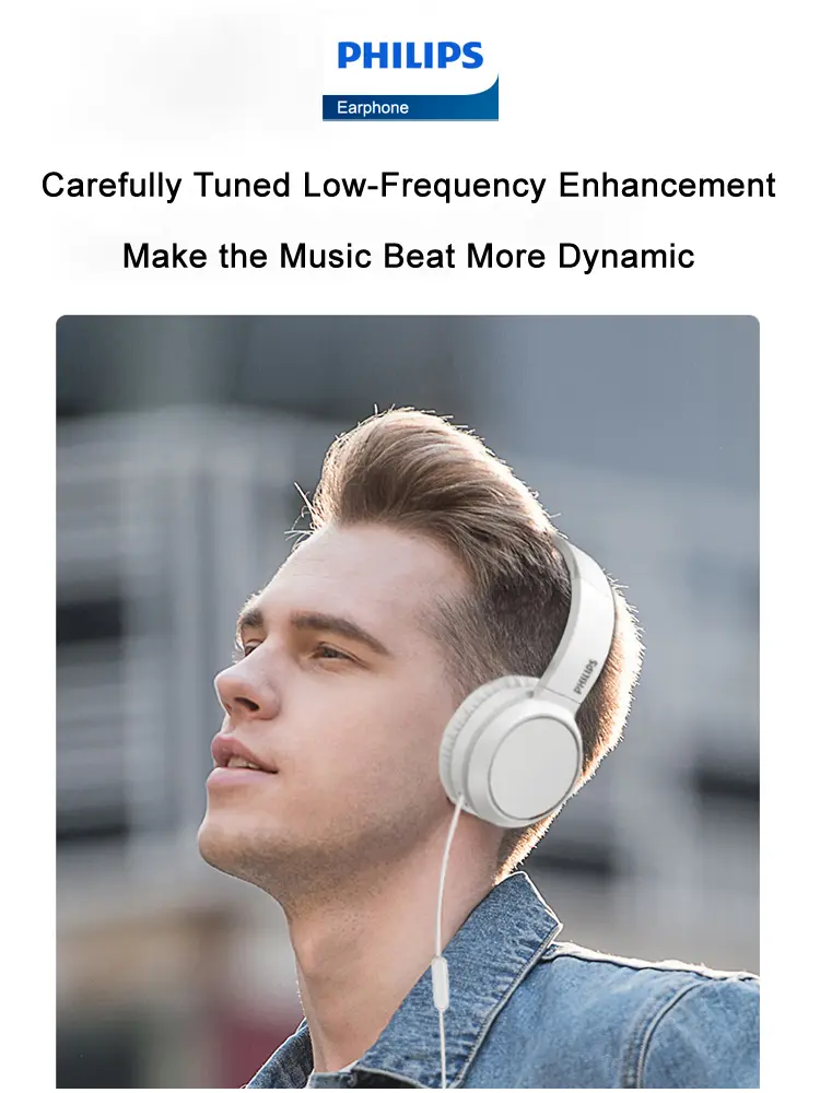 Original Philips TAH4105 Wired Headphones Mobile Phone Computer Wire Control Game Earphones with Dual HD Microphone Call Headset