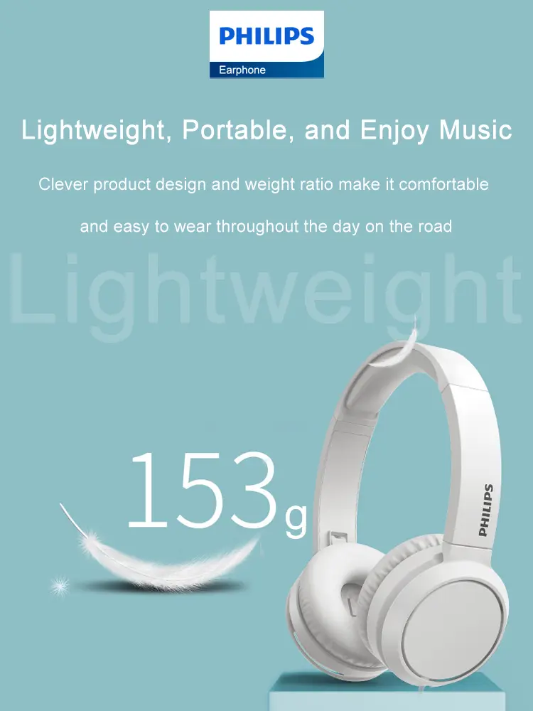 Original Philips TAH4105 Wired Headphones Mobile Phone Computer Wire Control Game Earphones with Dual HD Microphone Call Headset