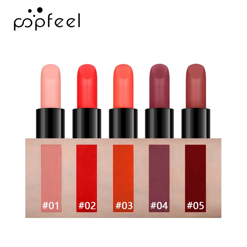 POPFEEL Matte Velvet Lipstick - Long-Lasting, Smooth Texture, Easy Application, Available in 5 Shades including Coral Pink