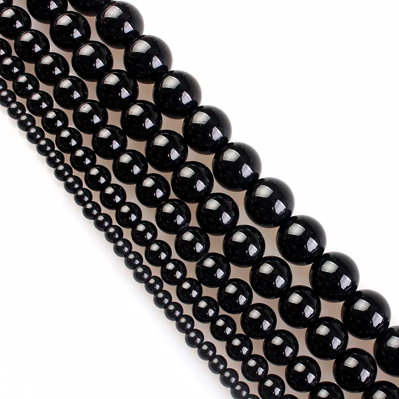 Black Onyx Agate Beads Natural Crystal Beads Stone Gemstone Round Loose Energy Healing Beads For Jewelry Making