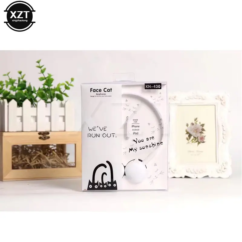 3.5mm Cute Cat Colored Stereo Wired Headphones Headset Earphones for Samsung Xiaomi mp3 Kids Student Birthday Gifts Retail box
