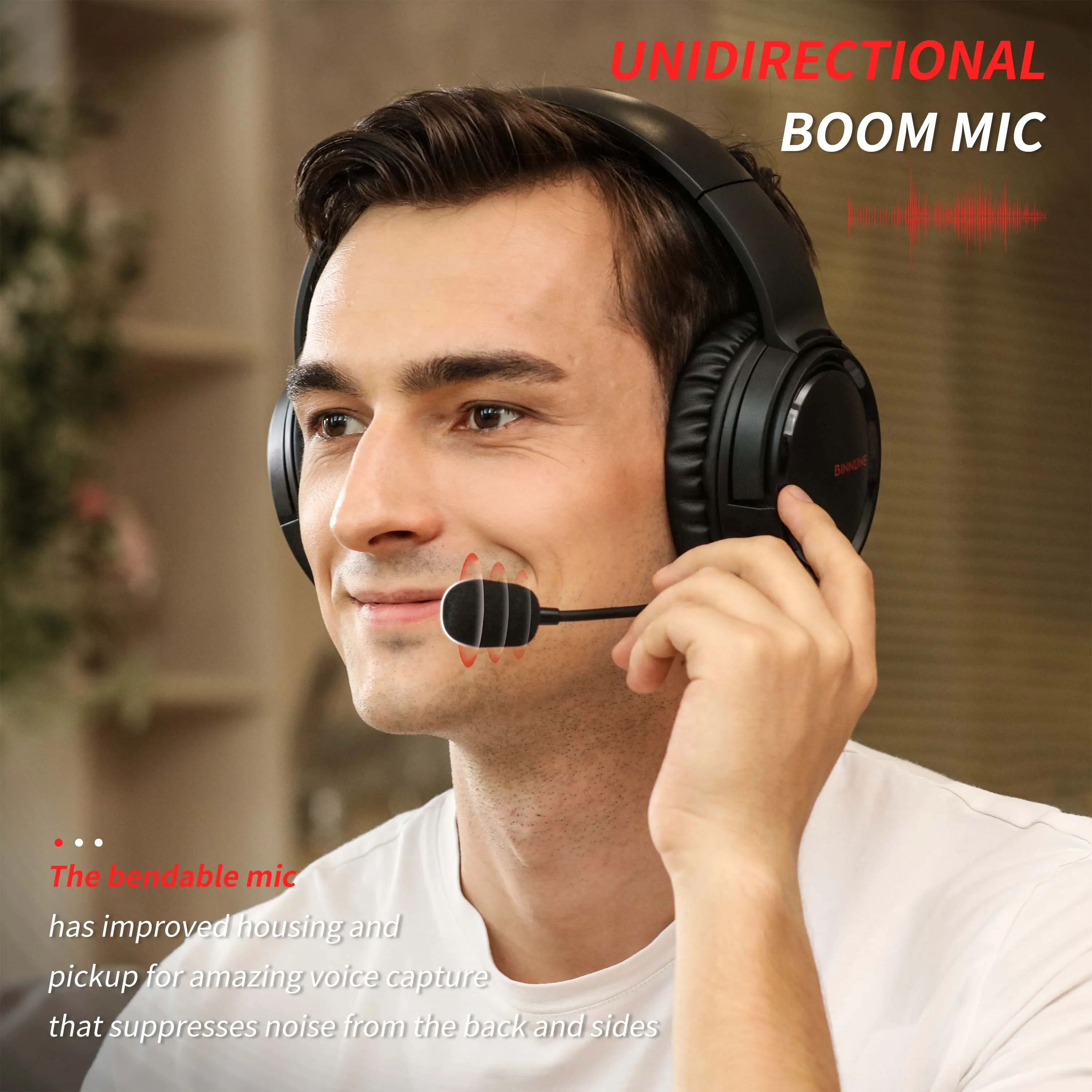 BINNUNE 2.4GHz Wireless Gaming Headset for PS5 PS4 PC,NS, Bluetooth 5.2 USB Gamer Headphones with Noise Canceling Microphone for