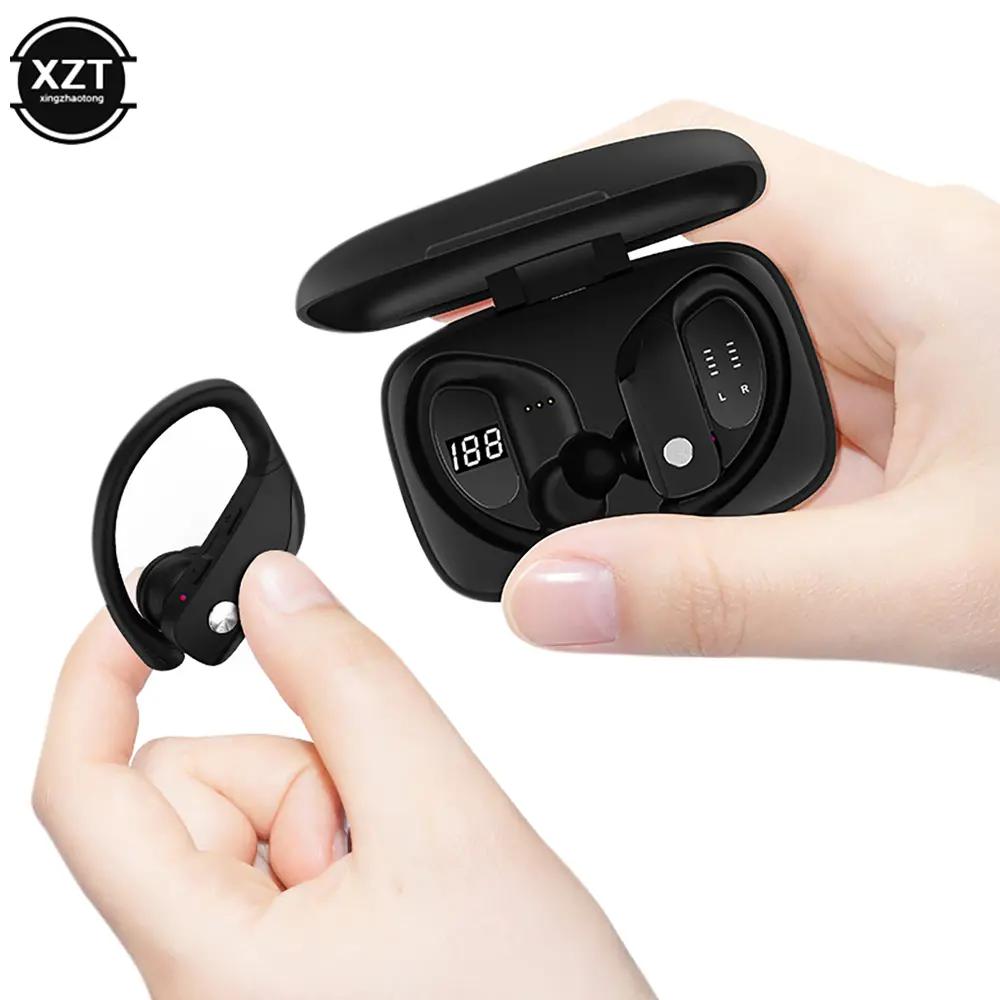 T16 Bluetooth-compatible Earphones True Wireless Earbuds TWS Ear Hook Sports Waterproof Headsets Bass Gaming Headphones With Mic