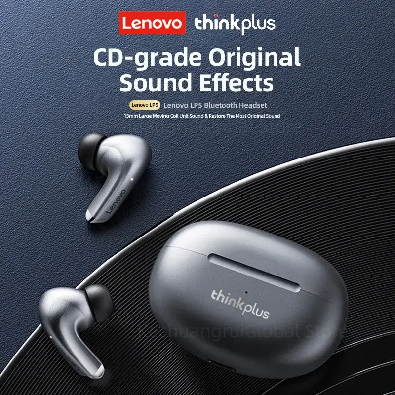 Lenovo LP5 TWS Bluetooth Earphone 9D Stereo HiFi Sports Waterproof Wireless Earbuds for iPhone 13 Xiaomi Bluetooth Headphones