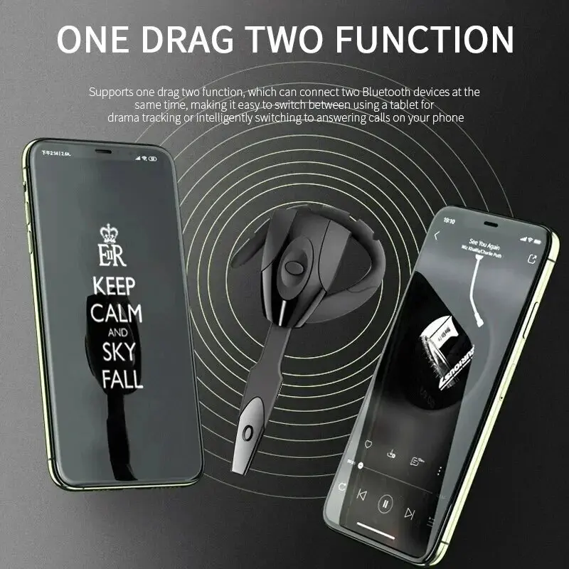 Bluetooth 5.0 Ear for PS3 Bluetooth Headset Wireless Handsfree Single Ear Hook Earphone Button Silica Gel Headphone with Mic