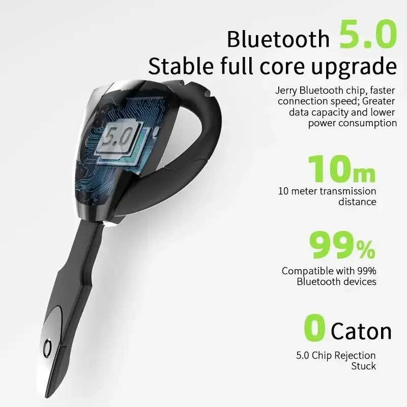 Bluetooth 5.0 Ear for PS3 Bluetooth Headset Wireless Handsfree Single Ear Hook Earphone Button Silica Gel Headphone with Mic