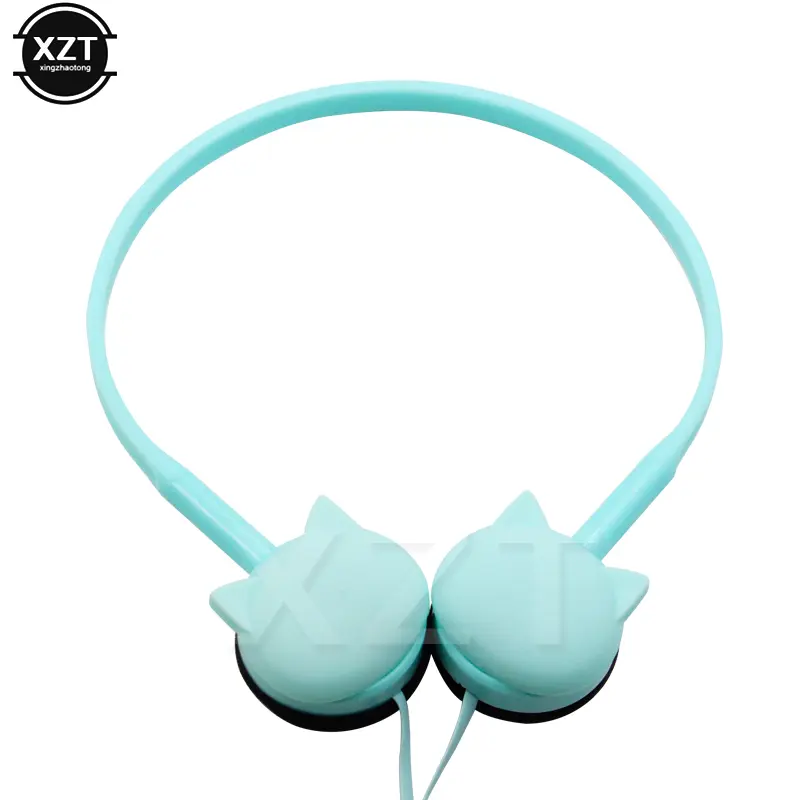 Cute Cat Colored Stereo Pink Headphones Headset Earphones for Samsung Xiaomi MP3 Kids Students Birthday Gifts With Retail Box