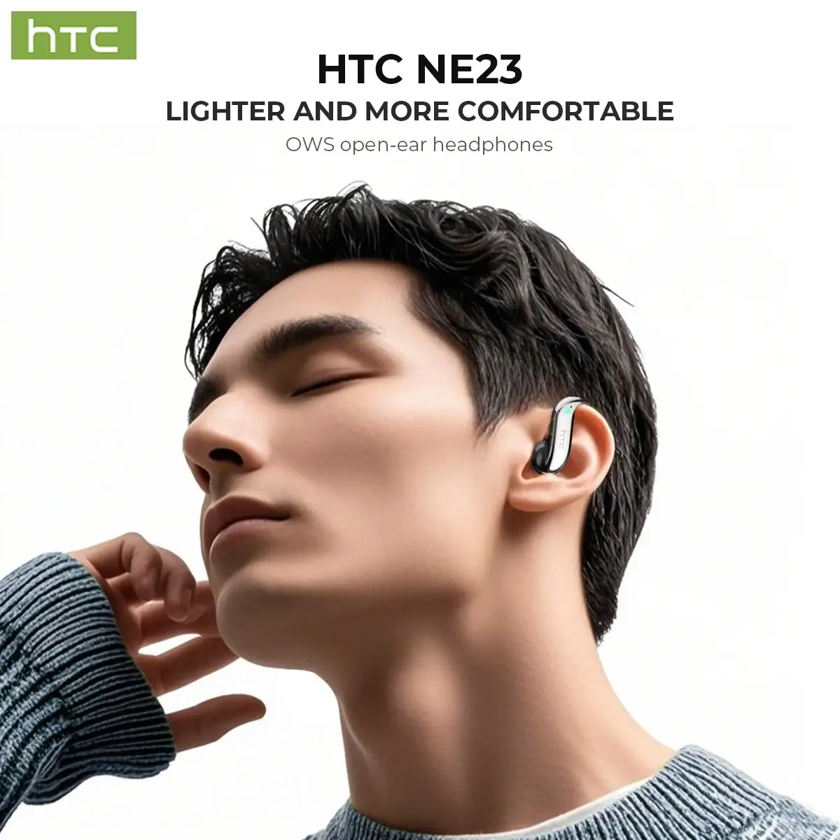 HTC NE23 Bluetooth V6.0 Earphones OWS Sports Wireless Headphones Long-life AI Translator Earbuds Comfortable Ultra-light Earhook