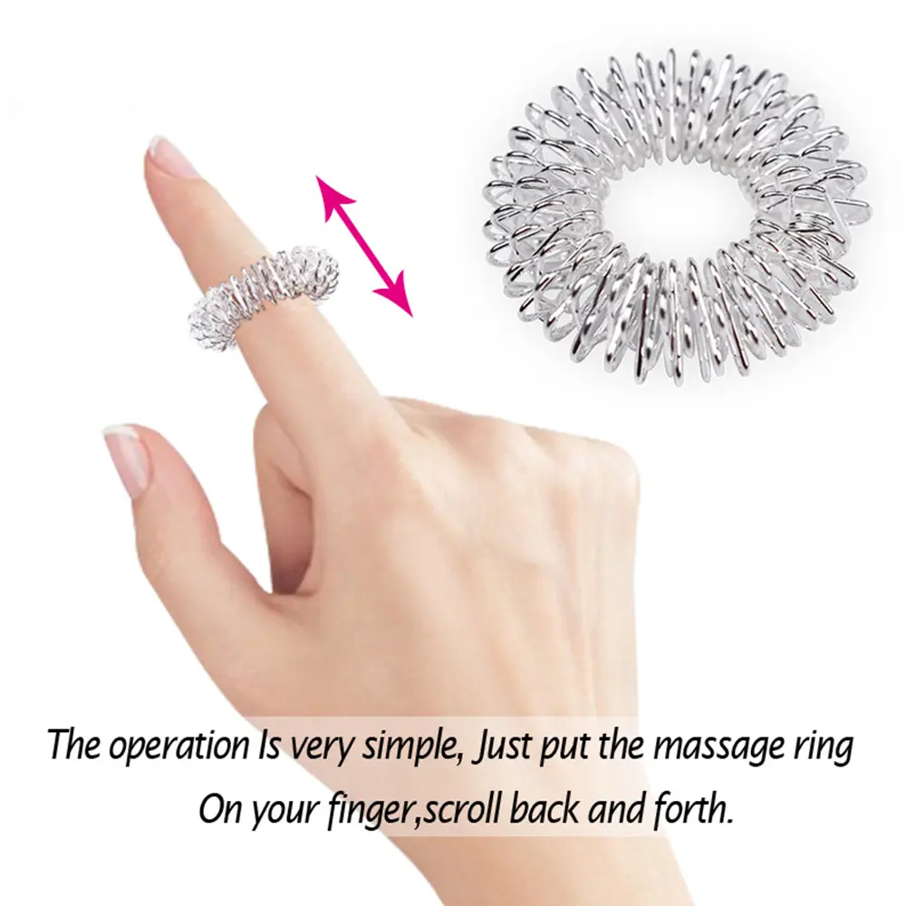 10/20/100pcs Finger Massager Rings Stainless Steel Relax Hand Acupressure Ring Decompression Mini Finger Massage Ring