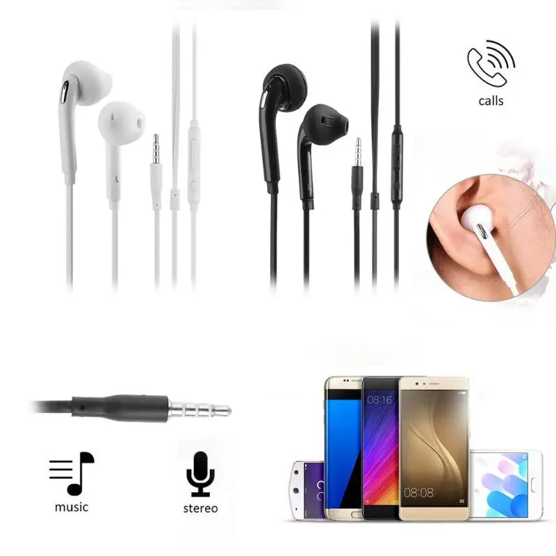 ALLOET Flat 3.5mm Aux Wired Earphone Earpiece In Ear Earbuds Headset Headphone for Samsung S6 Note4 Android Smart Phone Hot Sale
