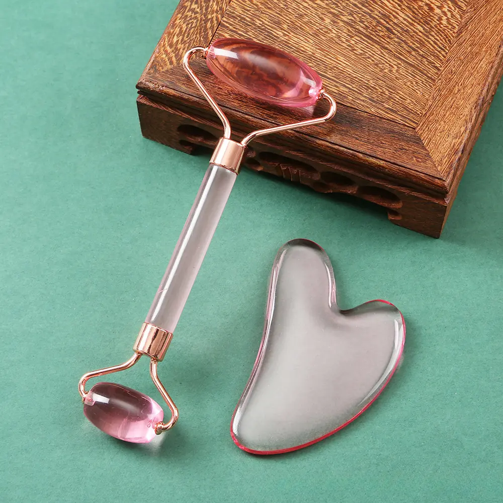 Natural Resin Roller Face Gua Sha Natural Resin Massager Acupoint Eye Care Spa Massage Tools Visage Lifting for Body Neck