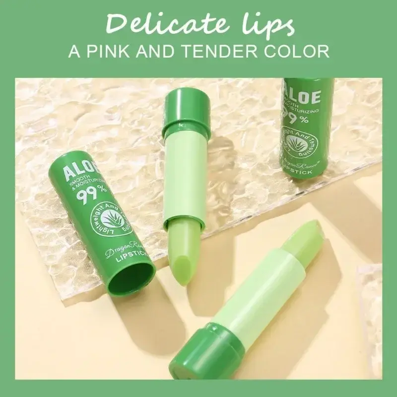 Aloe Lipstick Color-changing Lip Balm Lithesome Moisturizing Hydrating Watery Lip Stick Aloe Fruit Lipsticks UNISEX Lips Care