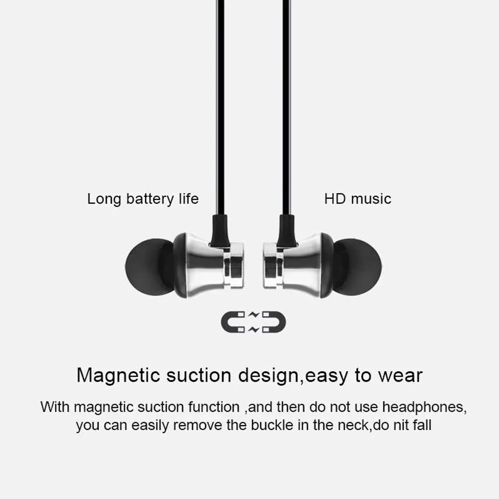 Magnetic Sports Headset Bluetooth HIFI Stereo Wireless Headphones With Mic In-Ear Gaming Earbuds Waterproof Earphone Multipoint