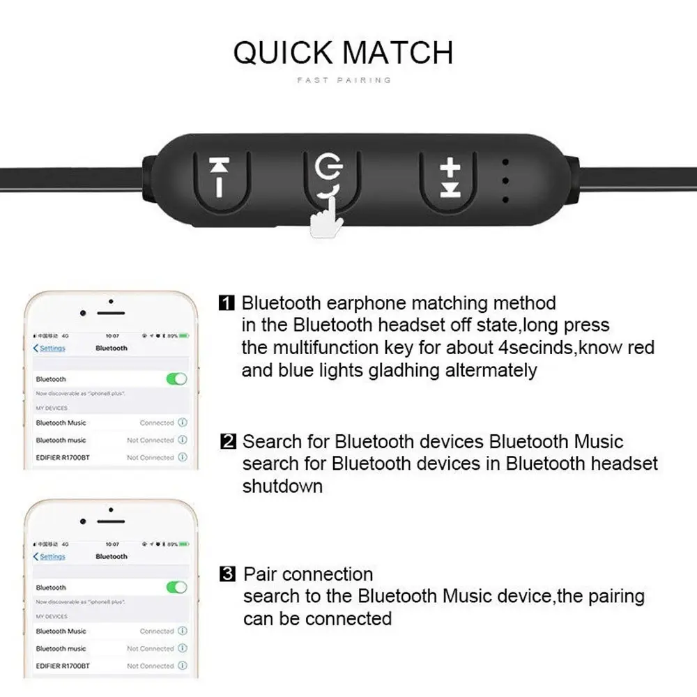 Magnetic Sports Headset Bluetooth HIFI Stereo Wireless Headphones With Mic In-Ear Gaming Earbuds Waterproof Earphone Multipoint