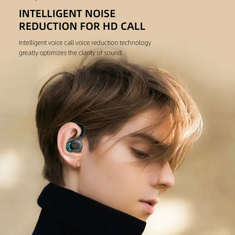 Bluetooth 5.2 Business Wireless Headphone Ear-Hook Mini HIFI Bass Noise Cancelling Earphone With Mic Earbuds Sport Game Headset