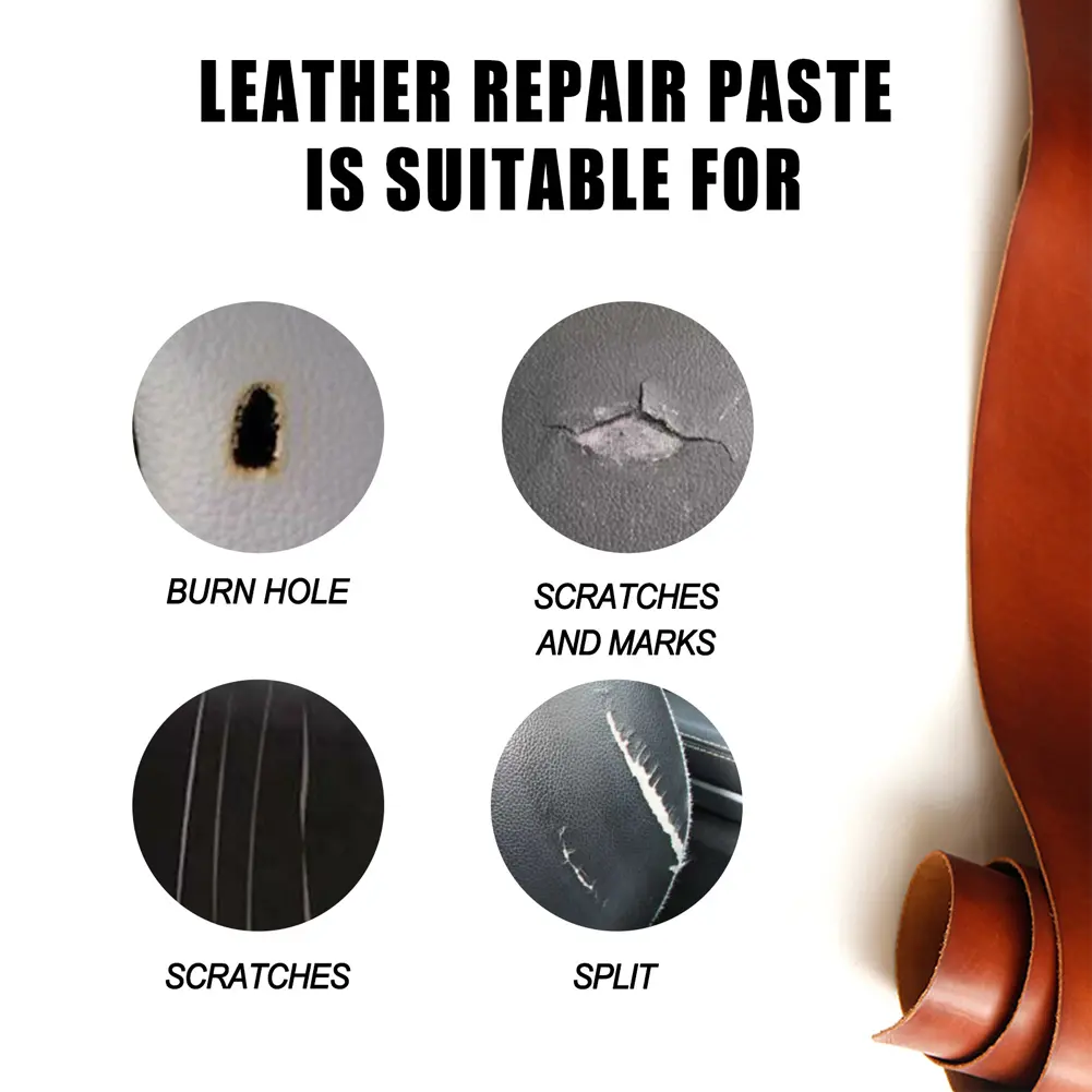 60/20ml Leather Filling Paste Natural Leather Filler Repair Compound Leather Restoration Cream For Tears Crack Burns Holes Fille