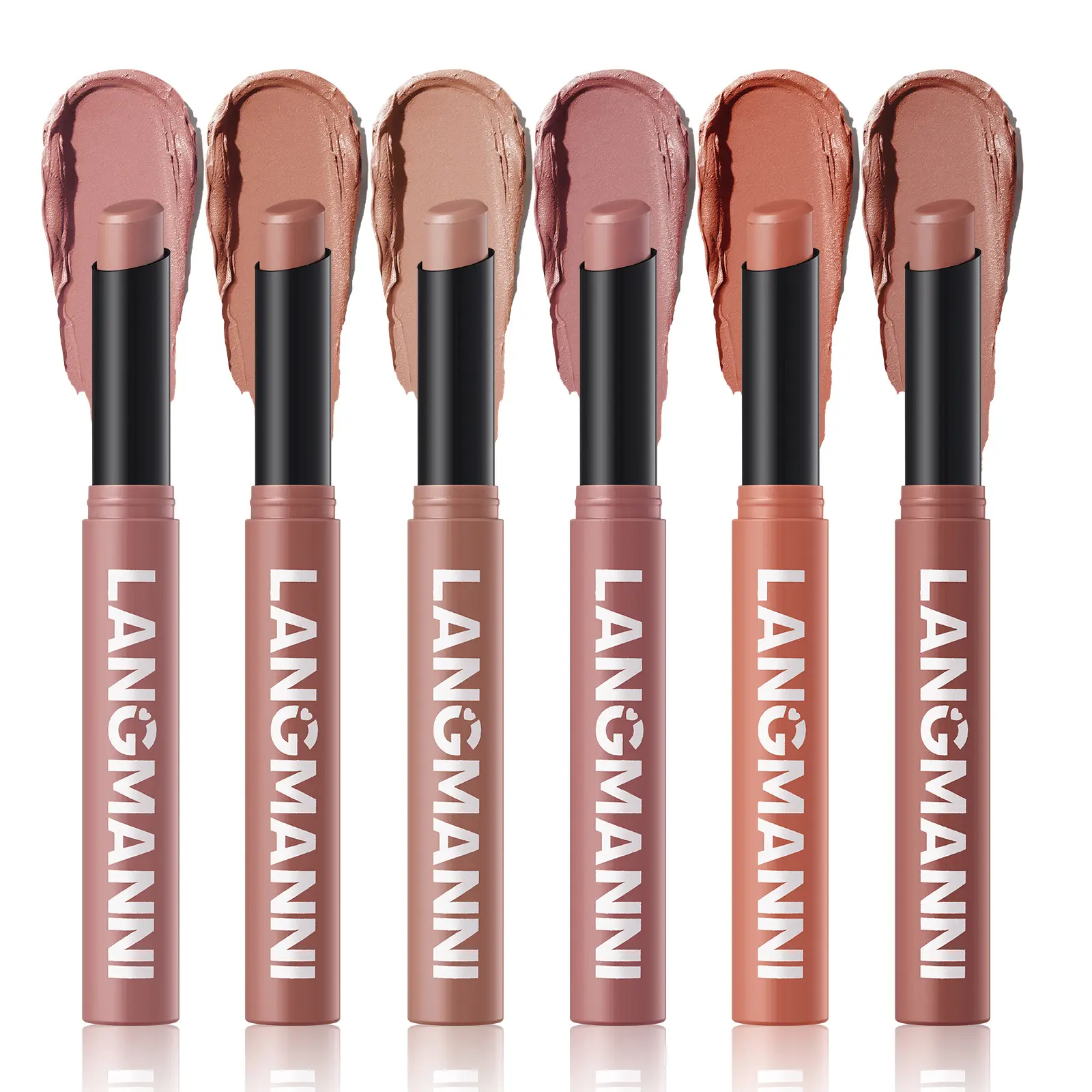 LANGMANNI Twelve-Colour Matte Velvet Diagonal Lipstick Long-lasting colour-staining waterproof non-stick cup lipstick