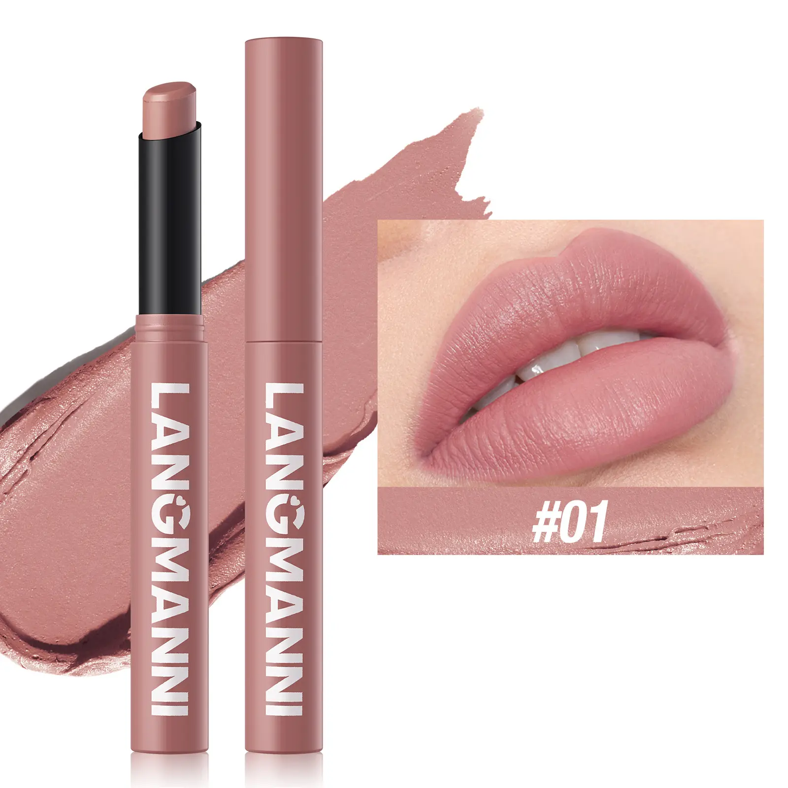 LANGMANNI Twelve-Colour Matte Velvet Diagonal Lipstick Long-lasting colour-staining waterproof non-stick cup lipstick
