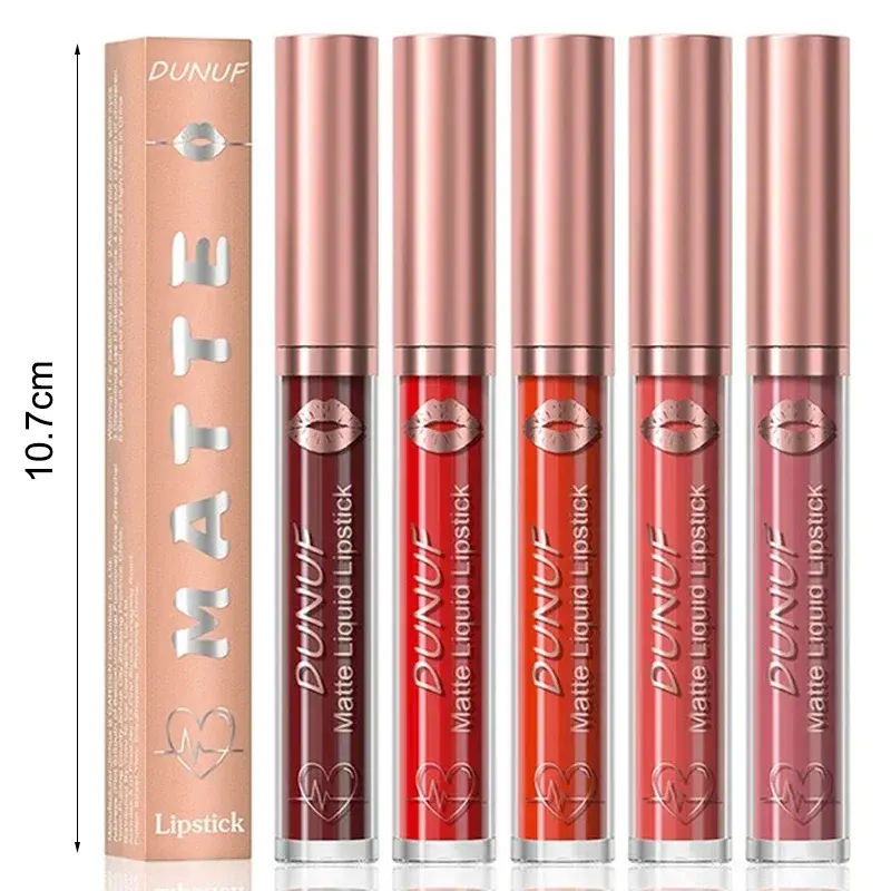 Matte Velvet Lip Gloss Dark Red Brown Lip Glaze Long Lasting Waterproof Liquid Lipstick Natural Moisturizer Transparent Lip Oil