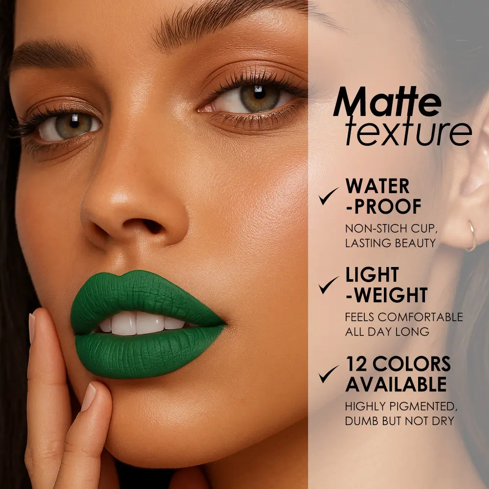 12 Colors Waterproof Blue Matte Lipstick Makeup Green Black Lipstick Long-lasting Purple Lip Stick Halloween Cosmetics for Women