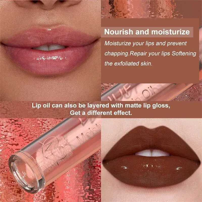 Matte Velvet Lip Gloss Dark Red Brown Lip Glaze Long Lasting Waterproof Liquid Lipstick Natural Moisturizer Transparent Lip Oil
