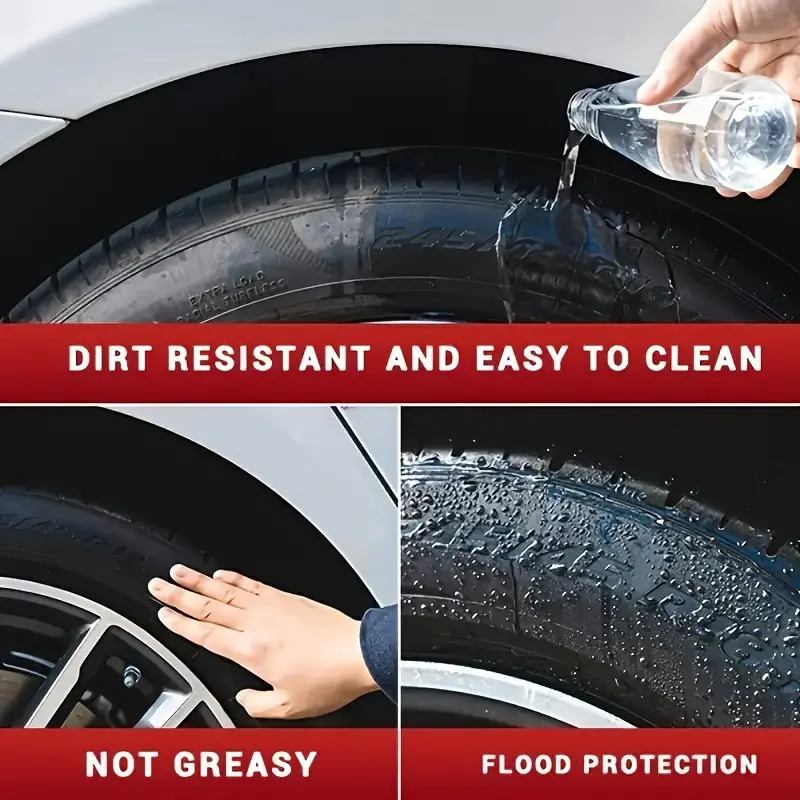 Car Tire Restorer Wax Back to Black Gloss Long-Lasting Coating Plastic Renovator Polish Cleaning Tire Gloss Enhancer Kit