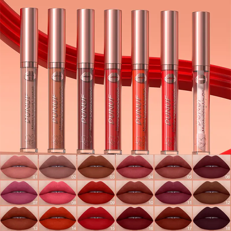 18-Colors Sexy Velvet Matte Lip Gloss Rose Pink Liquid Lipstick Beauty Red Waterproof Lasting Easy To Color Nude Lip Tint Makeup