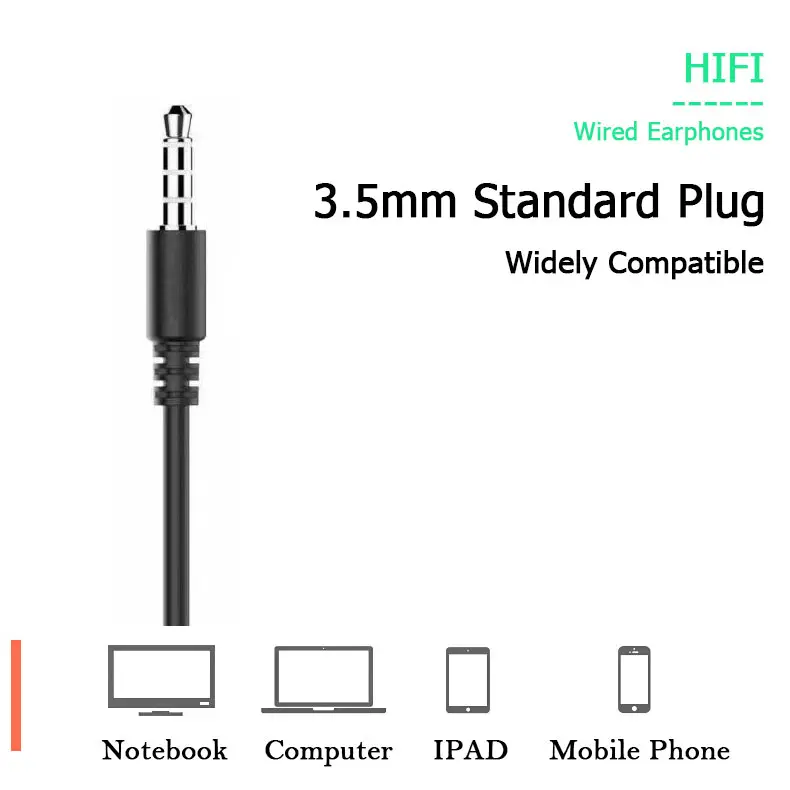 3.5mm Wired Earphones Sports Earbuds with Bass Headphones Stereo Headset Music In-Ear Earphones For Xiaomi Samsung Huawei Phones