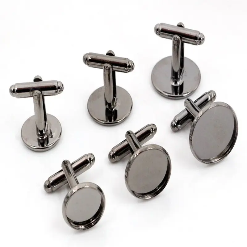 10pcs 10 12 14 16 18 20mm Bronze Gold Silver Plated Round/Square Copper Cufflink Base DIY Cuff Link Settings Cabochon Cameo 