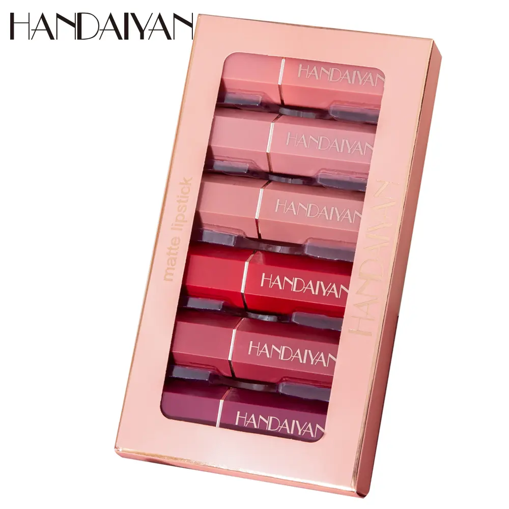 HANDAIYAN Matte Hexagonal Lipstick Set Long Lasting Waterproof Sweatproof Non-Stick Matte Lipstick Lipstick Set
