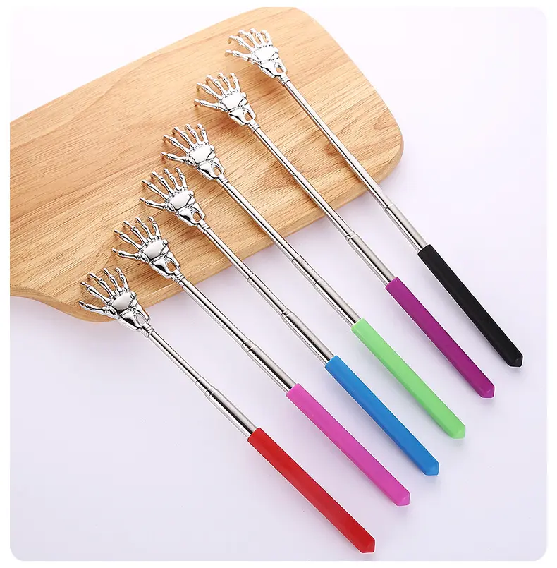 Stainless Steel Adjustable Massage and Tickle Relief Back Portable  Rubber Handle Extendable Telescoping Itch Stick Health Care