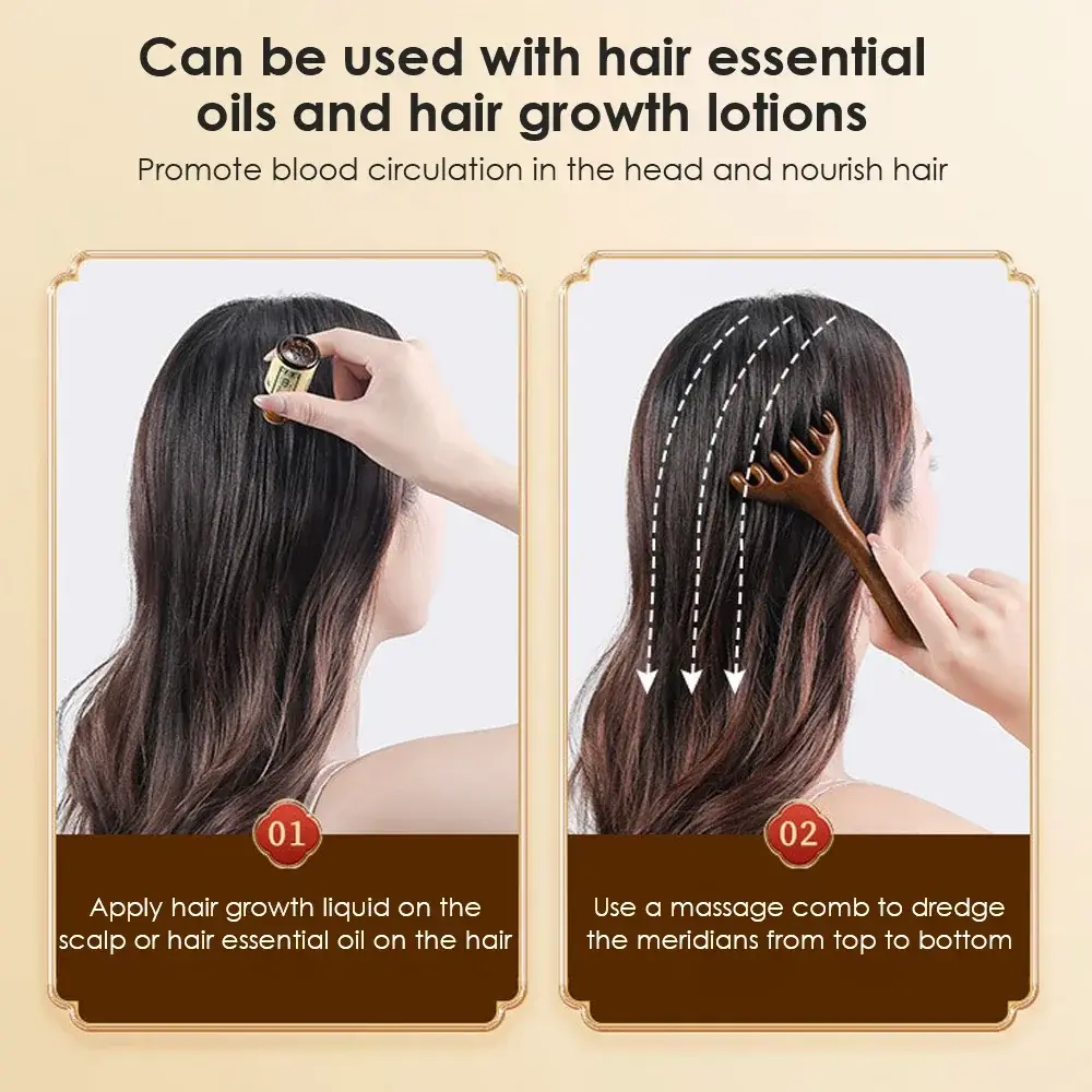 Natural Sandalwood AlwaforeMassage Comb Six-Claw Head Acupoint Massage Gua Sha Tool Neck Face Lifting Scraping Massager