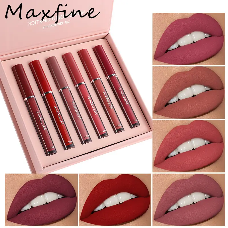 Matte Lip Gloss Set 6 Color Lipstick Smooth And Lasting Display Lip Gloss Waterproof Moisturizing Lipstick Holiday Gift Box Set