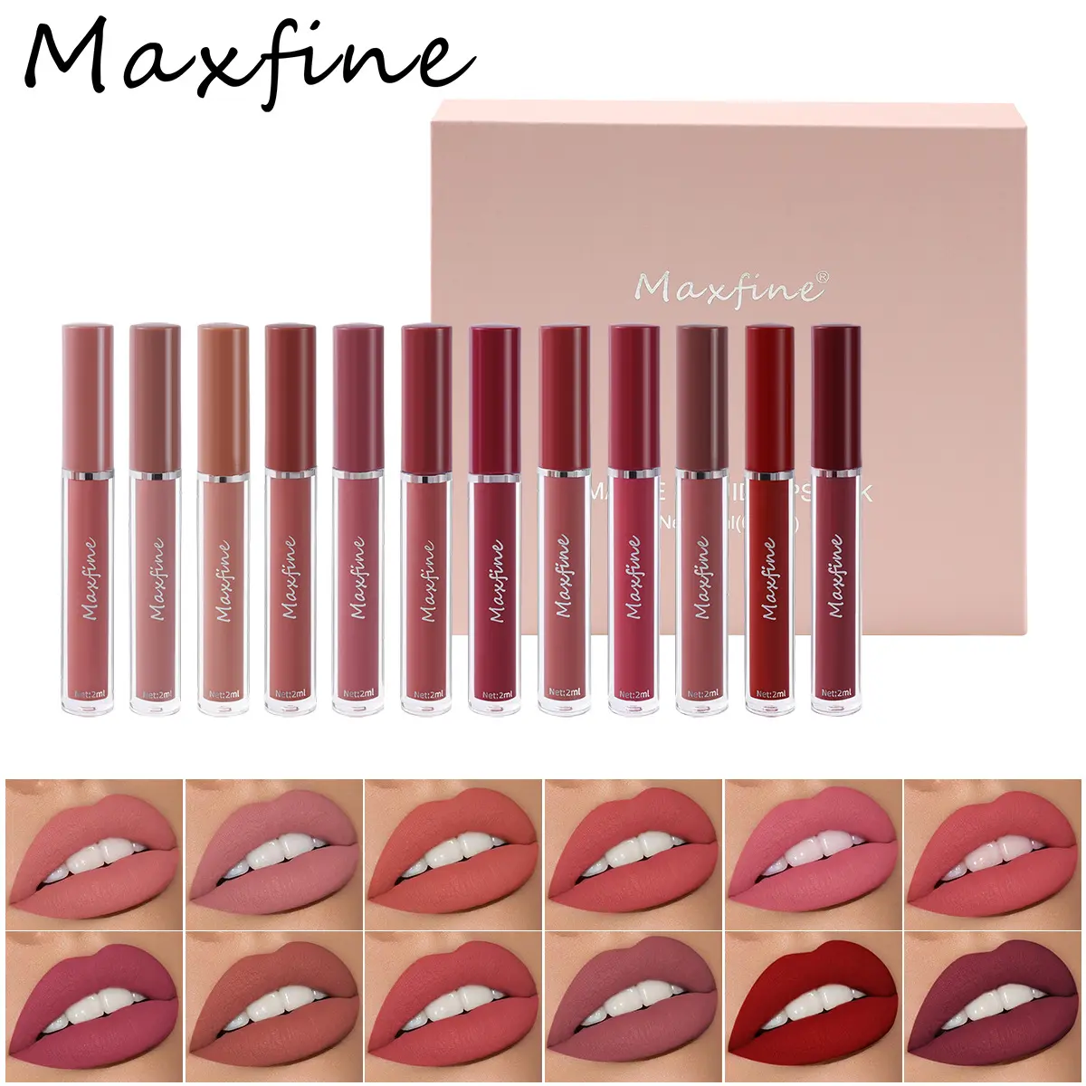 Matte Lip Gloss Set 6 Color Lipstick Smooth And Lasting Display Lip Gloss Waterproof Moisturizing Lipstick Holiday Gift Box Set