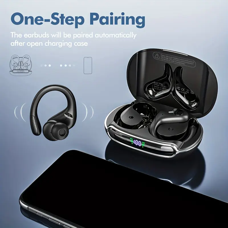 GREATWALL   New Ear-hook Wireless Bluetooth 5.3 Headphones, ENC Noise Reduct HiFi Stereo Sports Earbuds