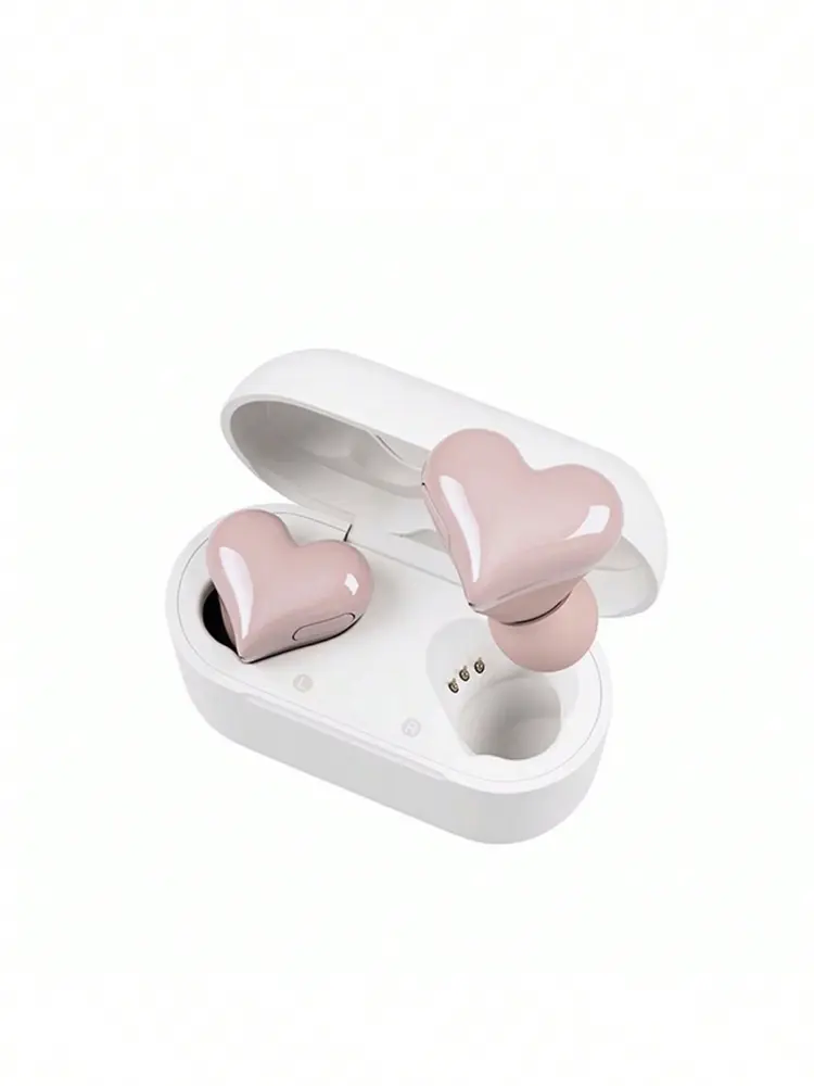 Wireless mini love headphones, heart-shaped headphones Cute wireless sports headphones, portable long life mini headphones