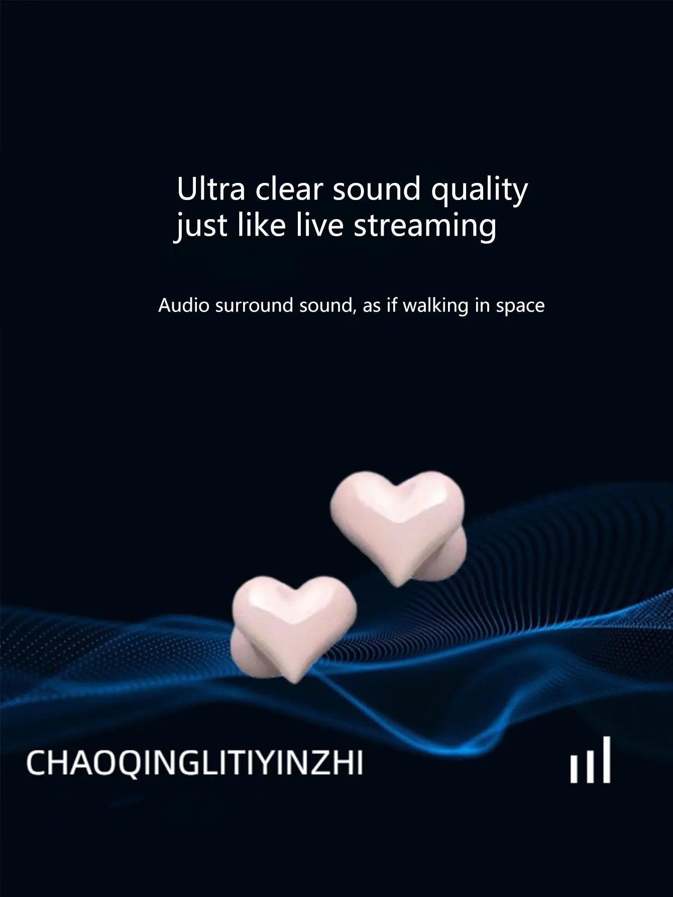 Wireless mini love headphones, heart-shaped headphones Cute wireless sports headphones, portable long life mini headphones