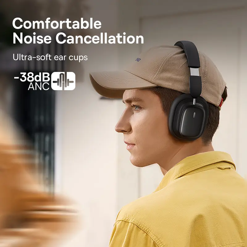 Baseus Bowie Wireless Headphone Bluetooth 5.3 38db ANC Noise Cancellation Hi-Res 3D Spatial Audio Over the Ear Headsets 100H
