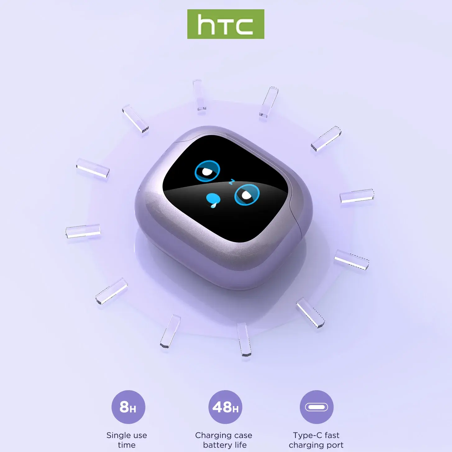 HTC NE32 Bluetooth V6.0 AI Earphones LCD Touch screen OWS Ear Clip Wireless headphones Translator Earbuds Noise Reduction call