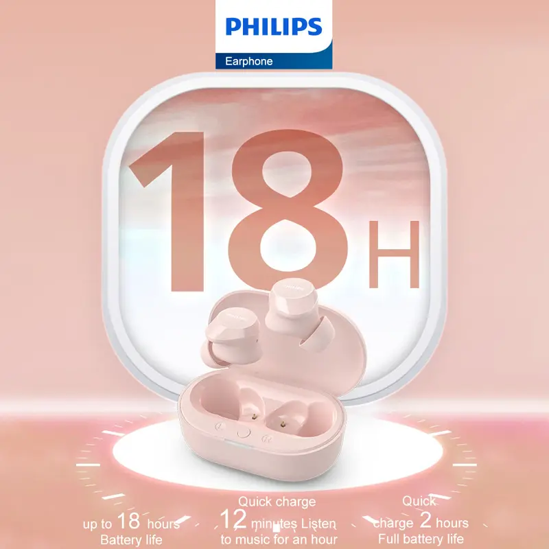 Philips New TAT1209 Earphone Wireless Bluetooth 5.3 Headphone HiFi Stereo Game Earbuds AI Mic HD Call Noise Reduction Headset