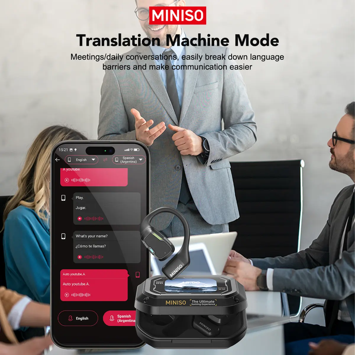 Translator Earphone  MINISO M98 AI Wireless Headphones Office Chat Headset ASMR Headset DIY APP AI Wireless Headphones with Mi